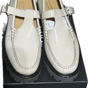 G.H. Bass & Co. Cream Patent Leather Mary Jane Loafers